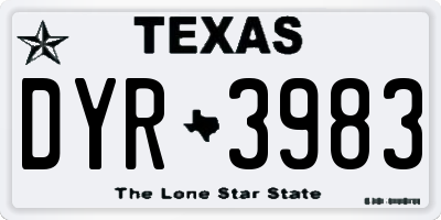 TX license plate DYR3983