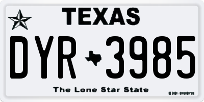 TX license plate DYR3985