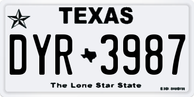 TX license plate DYR3987