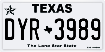 TX license plate DYR3989