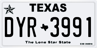 TX license plate DYR3991