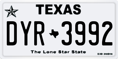 TX license plate DYR3992