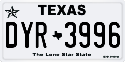 TX license plate DYR3996
