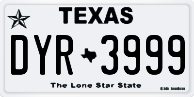 TX license plate DYR3999