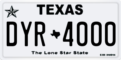 TX license plate DYR4000