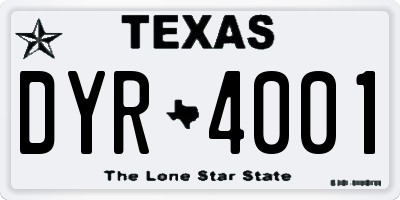 TX license plate DYR4001