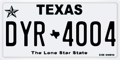 TX license plate DYR4004
