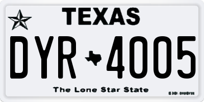 TX license plate DYR4005