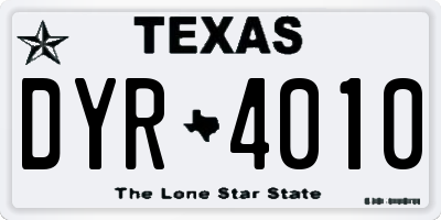 TX license plate DYR4010
