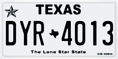 TX license plate DYR4013