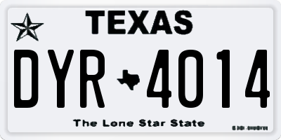 TX license plate DYR4014