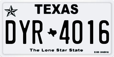 TX license plate DYR4016