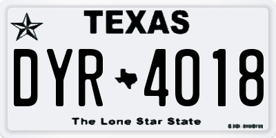 TX license plate DYR4018