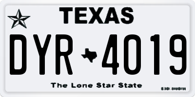 TX license plate DYR4019