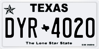 TX license plate DYR4020
