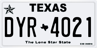 TX license plate DYR4021