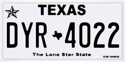 TX license plate DYR4022