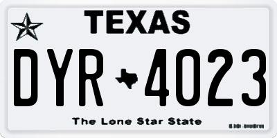 TX license plate DYR4023