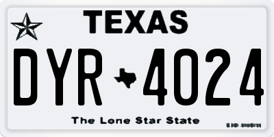 TX license plate DYR4024