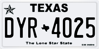 TX license plate DYR4025