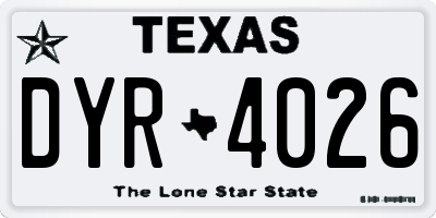 TX license plate DYR4026