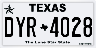 TX license plate DYR4028