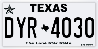 TX license plate DYR4030