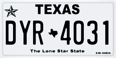 TX license plate DYR4031