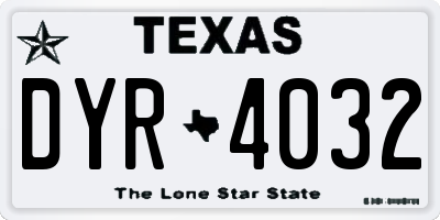 TX license plate DYR4032