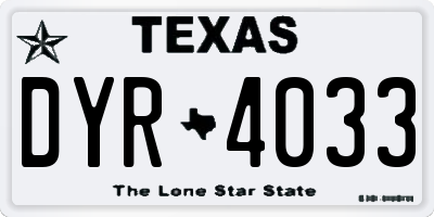 TX license plate DYR4033