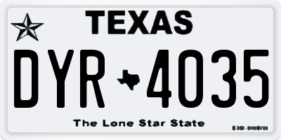 TX license plate DYR4035