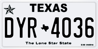 TX license plate DYR4036