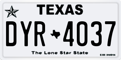 TX license plate DYR4037