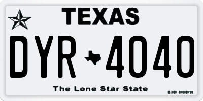 TX license plate DYR4040