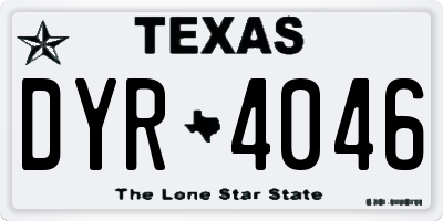 TX license plate DYR4046