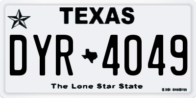 TX license plate DYR4049