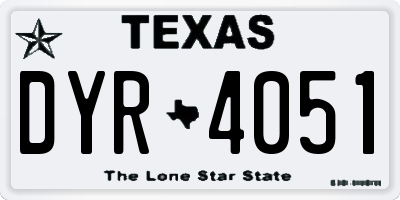 TX license plate DYR4051