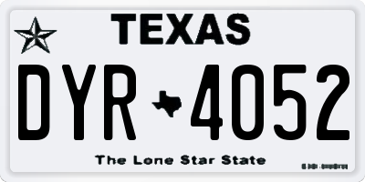 TX license plate DYR4052