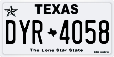 TX license plate DYR4058