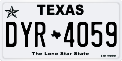 TX license plate DYR4059