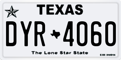 TX license plate DYR4060