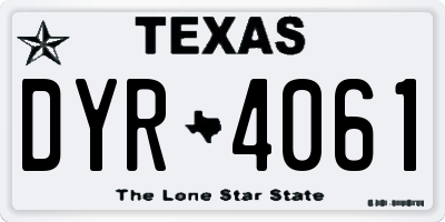 TX license plate DYR4061