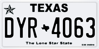 TX license plate DYR4063