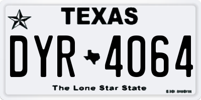 TX license plate DYR4064