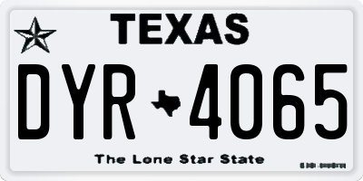 TX license plate DYR4065