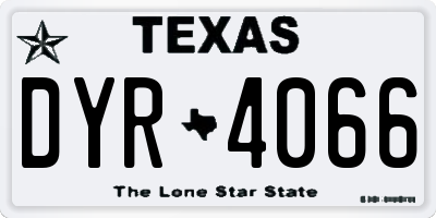 TX license plate DYR4066