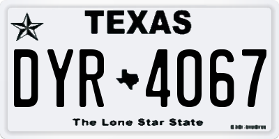 TX license plate DYR4067