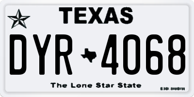 TX license plate DYR4068