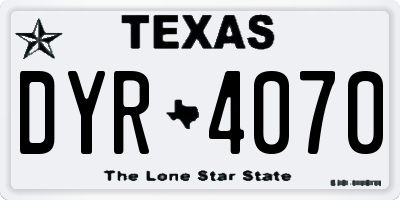 TX license plate DYR4070