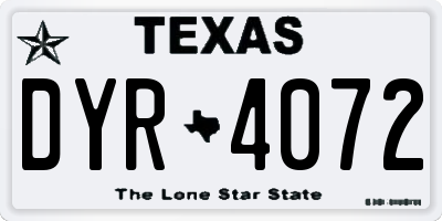TX license plate DYR4072